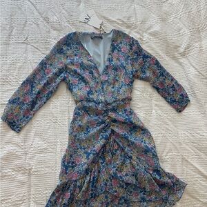 Zara Blue Ruched Dress